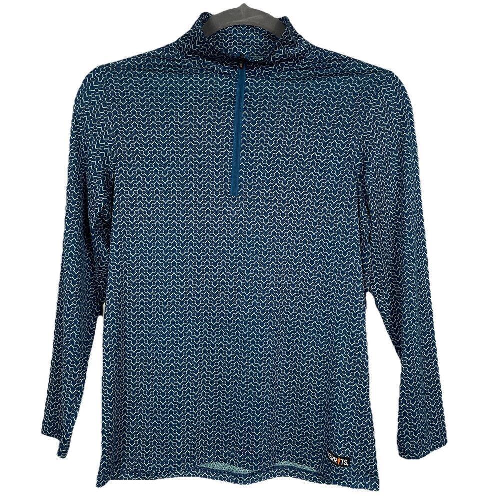 Kerrits Equestrian 1/4 Zip Top Women’s XS Blue Snaffle Bit Print Horse Girl